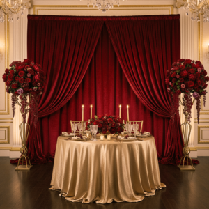 Alternative view of Velvet 14ft H x 52" W Drape/Backdrop Curtain Panel - Apple Red