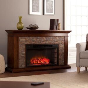 Alternative view of Unbranded Null Ithaca 60 In. W Simulated Stone Electric Fireplace