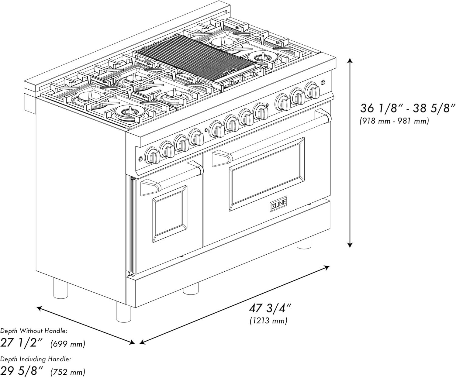 ZLINE 48″ Professional Dual Fuel Range - Image 7