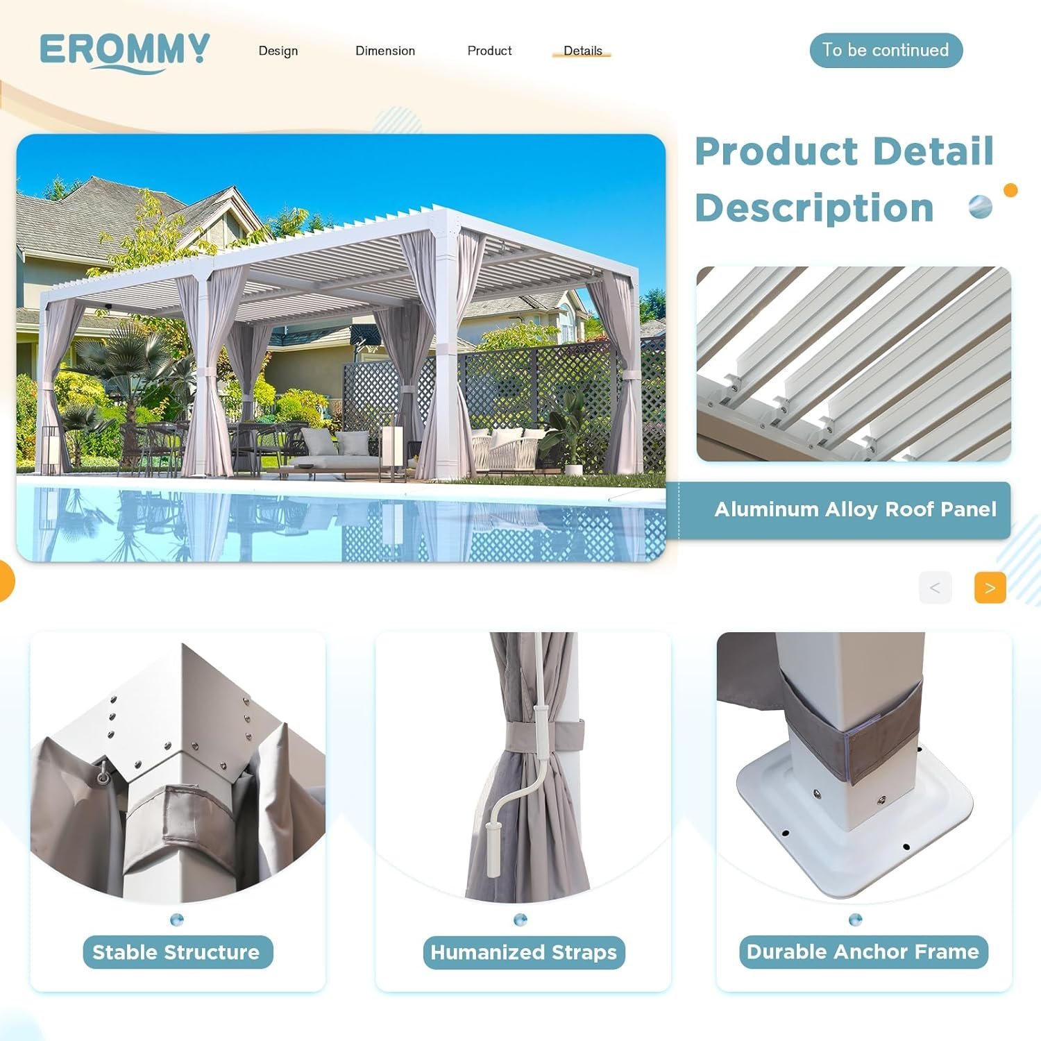 EROMMY 12’x24′ Outdoor Louvered Pergola Gazebo - Image 3