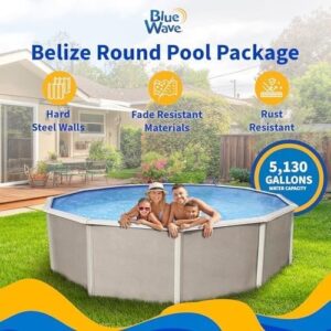 Alternative view of Blue Wave Belize 15-Feet Round 52-Inch Deep 6-Inch Top Rail Metal Wall Swimming Pool Package