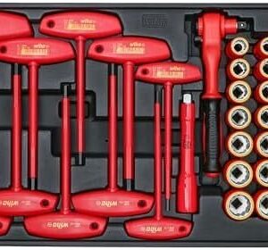 Alternative view of Wiha 32800 Insulated Tool Set with Screwdrivers, Nut Drivers, Pliers, Cutters, Ruler, Knife and Sockets in Rolling Tool Case, 10,000 Volt Tested and 1000 Volt Rated, 80-Piece Set