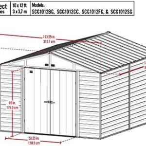 Alternative view of Arrow Select 10′ x 12′ Outdoor Lockable Steel Storage Shed Building, Charcoal