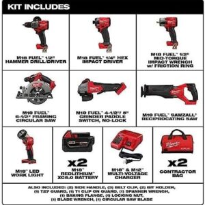 Alternative view of Milwaukee M18 FUEL 18V Lithium-Ion Brushless Cordless Combo Kit with Two 5.0 Ah Batteries, 1 Charger, 2 Tool Bags (7-Tool)