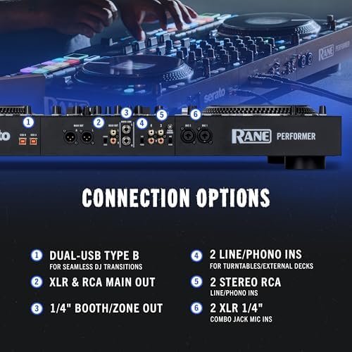 Rane PERFORMER 4-Channel Motorized DJ Controller, 7″ Platters with Displays, Precision Feel Faders, Stem Split, Advanced FX, Serato DJ Pro Included - Image 8