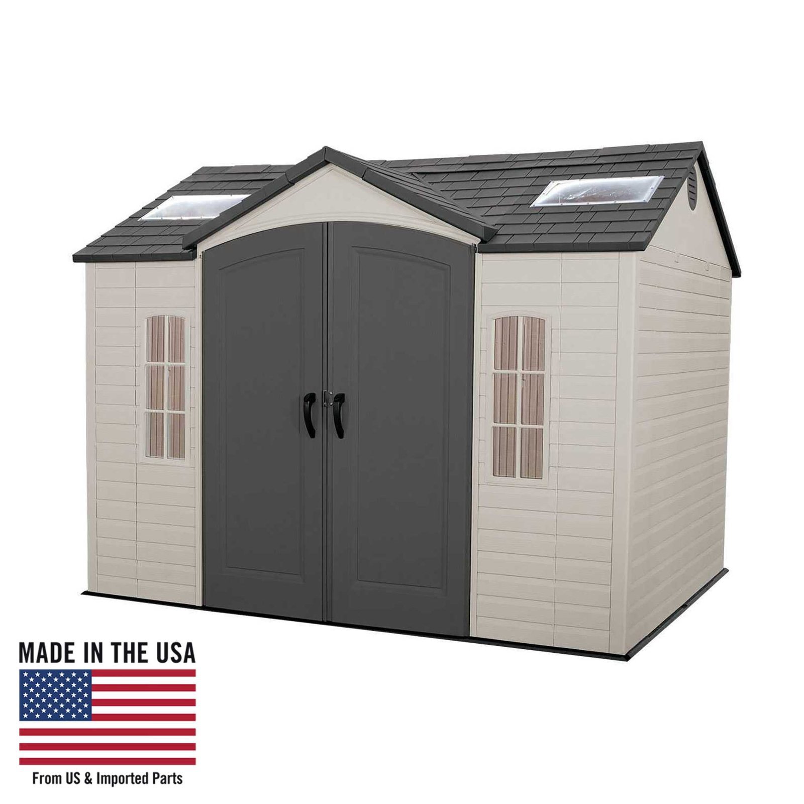 Lifetime Lockable Polyethylene Outdoor Storage Shed, 10′ x 8′, Tan & Brown (60005) - Image 8