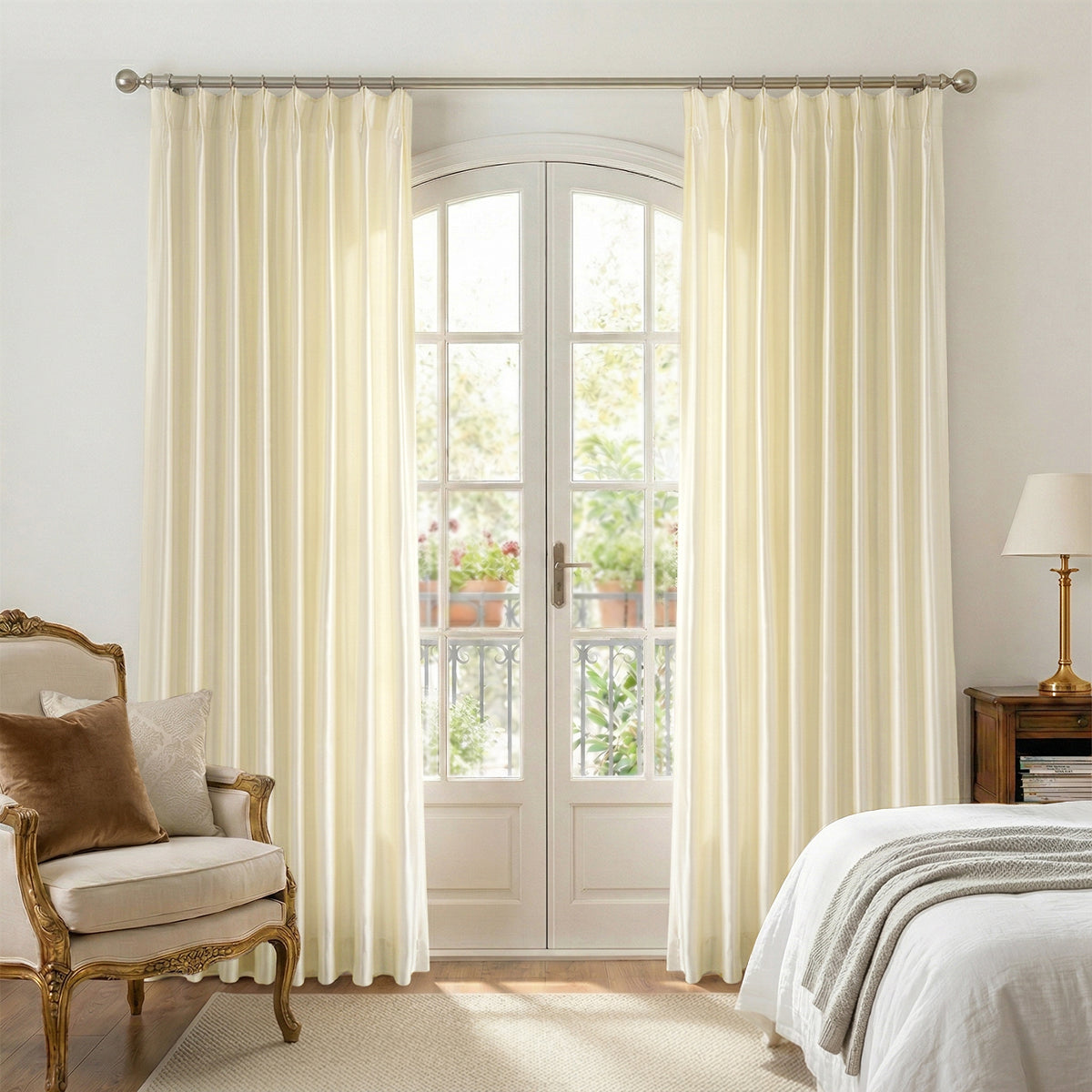 Muse Silk Cotton Curtains Glitter Luxury Lightweight Classic Custom Drapes | Sage Green - Image 10