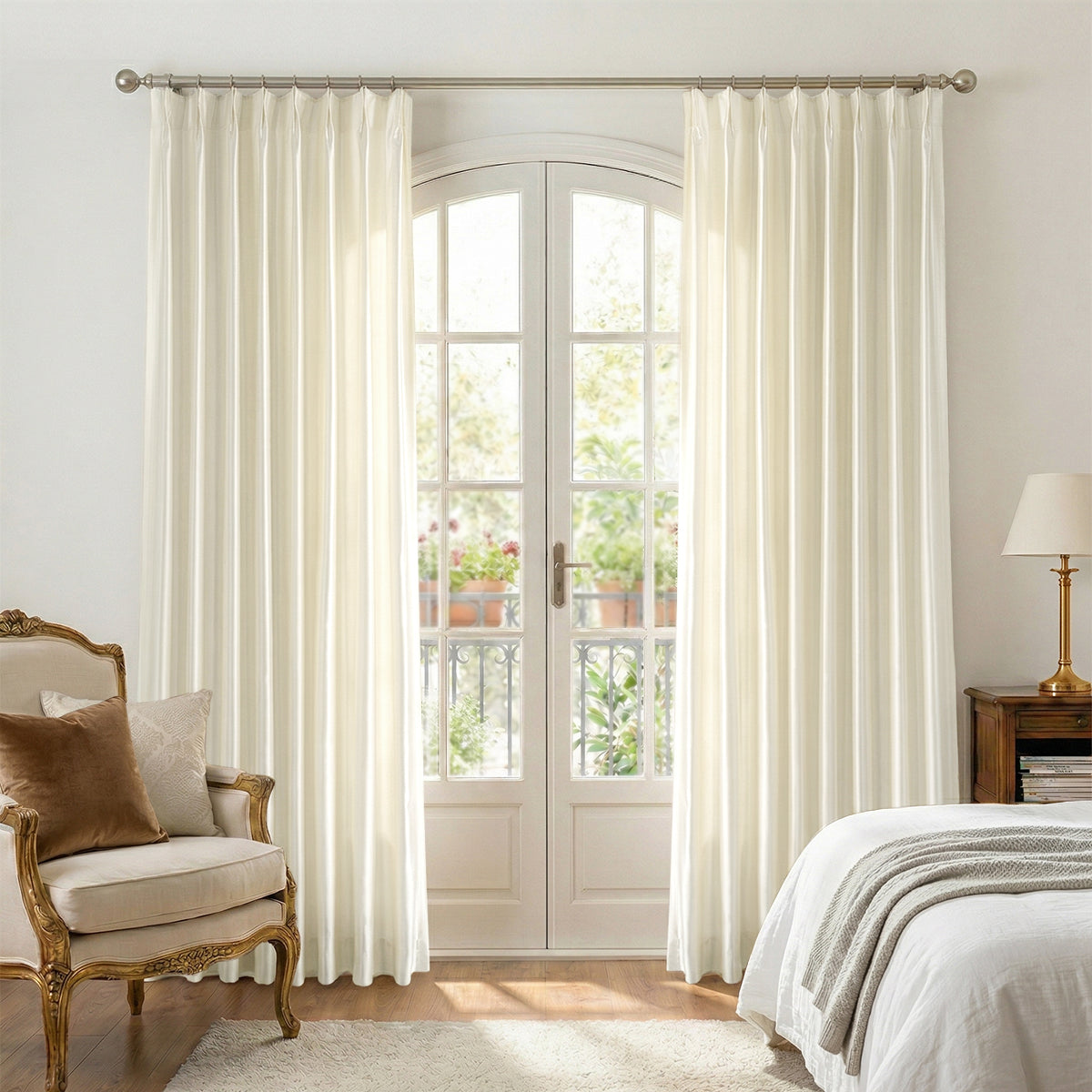 Muse Silk Cotton Curtains Glitter Luxury Lightweight Classic Custom Drapes | Sage Green - Image 9