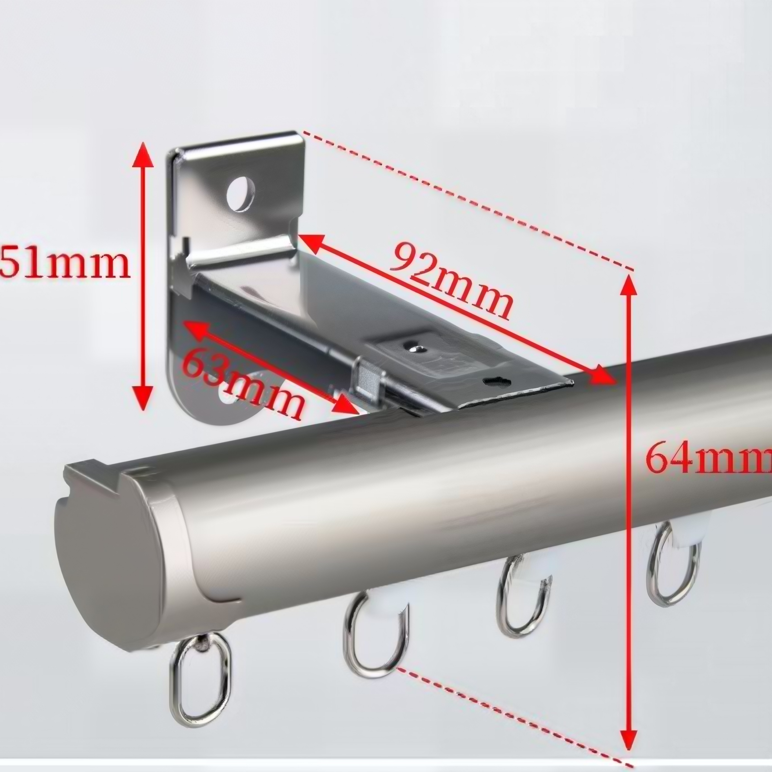 Custom Single / Double Curtain Track Rod Traverse Rod with Hooks for Windows Heavy Duty - Image 9