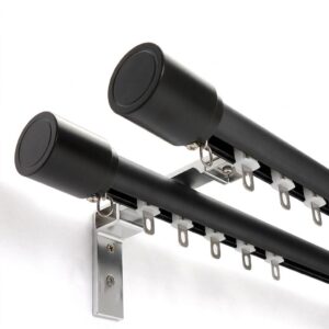Custom Single / Double Curtain Track Rod Traverse Rod with Hooks for Windows Heavy Duty