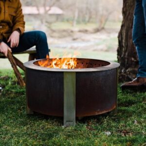 Alternative view of X Series 28 Inch Round Corten Steel Wood-Burning Fire Pit in Stainless Steel by Breeo