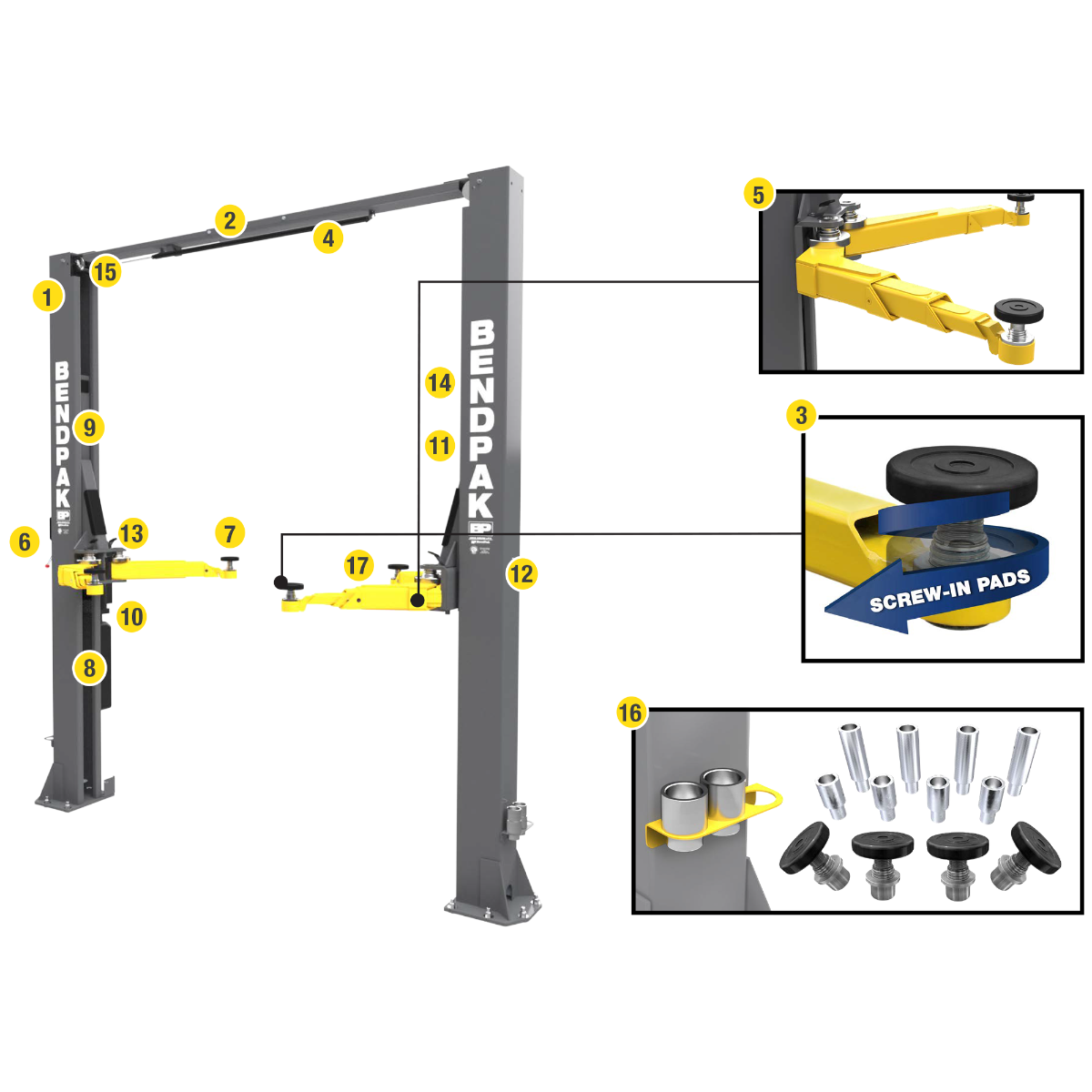 BendPak 10AP-168 Two Post Car Lift – 10,000-Lb Capacity – 168″ Extended Height - Image 9