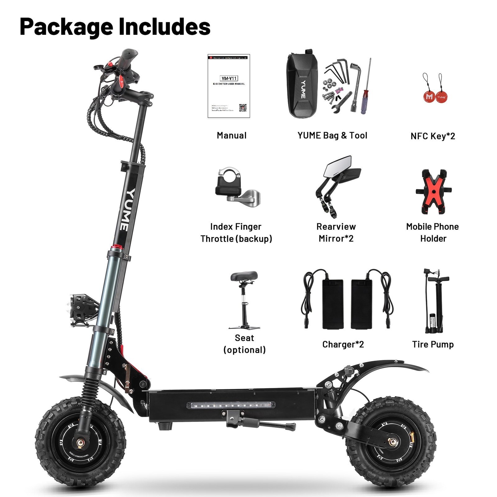 M YUME SCOOTER Y11+ Dual Motors 6000W 50 Miles Long Range and 50 mph Fastest Electric Scooter for Adults - Image 3