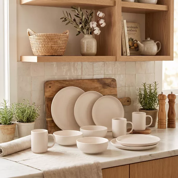 GUEST_0fcca9a2-4d67-4f2f-9ffe-03d3b1e92b76 12-Piece Stoneware Dinnerware Set | Matte Glaze Plates & Bowls Set for 4