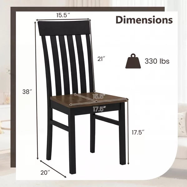 GUEST_1ac16daf-7acb-4c33-a02d-9fce00dc3ebb Costway Dining Chairs Set of 2 | Wooden Dining Chairs with High Back & Rubber Wood Legs