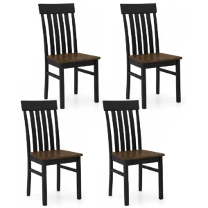 Costway Dining Chairs Set of 2 | Wooden Dining Chairs with High Back & Rubber Wood Legs