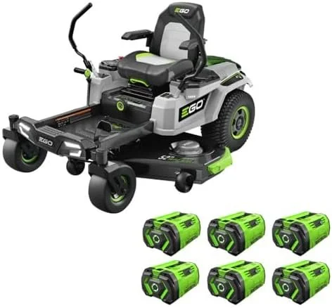 1-415-1.webp EGO Power+ Electric Riding Lawn Mower, 52″ Deck with Zero Turn Radius, Includes (6) 56V 12.0Ah Batteries and Chargers – ZT5207L