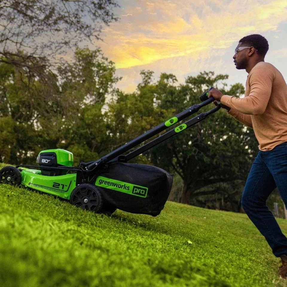 3-200-1.webp Greenworks 80V 21” Lawn Mower, 13” String Trimmer, and 730 Leaf Blowers.