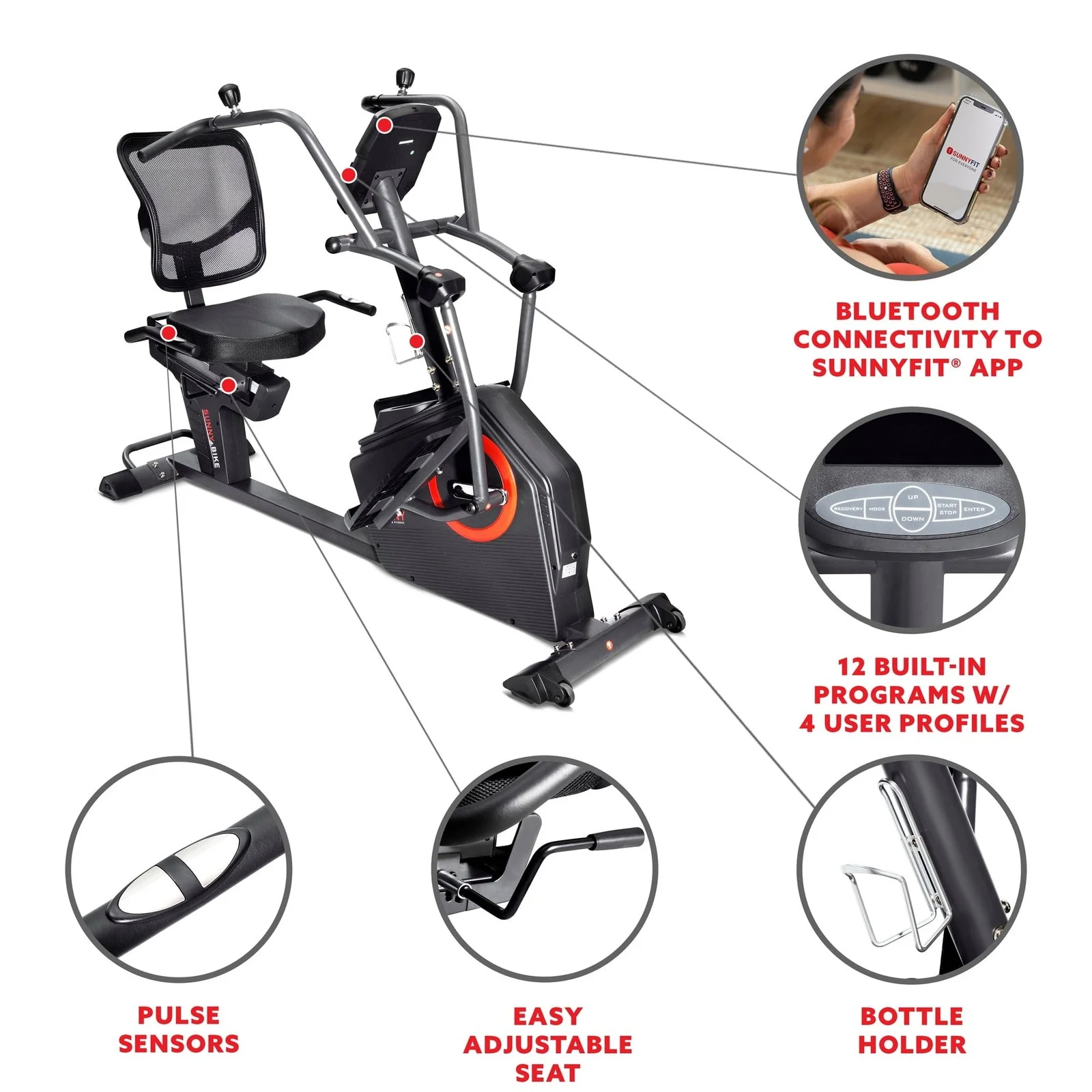 3-44-1.webp Sunny Health & Fitness Smart Recumbent Cross Trainer Elliptical Exercise Bikes.