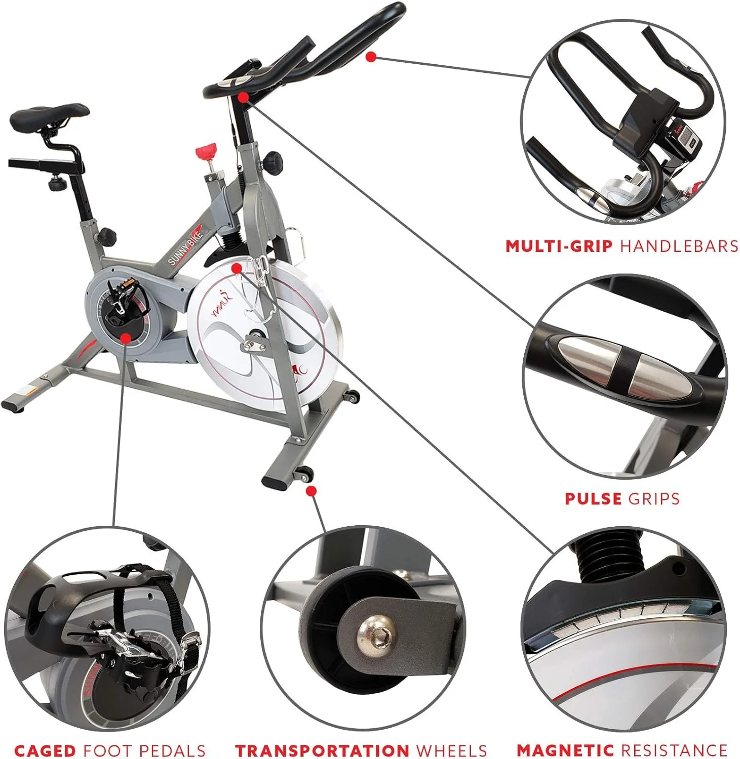 Sunny Health & Fitness Synergy Pro Magnetic Indoor Cycling Bikes.