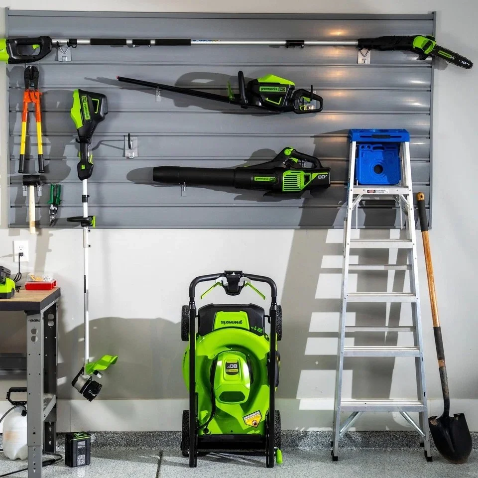 4-172-1.webp Greenworks 80V 21” Lawn Mower, 13” String Trimmer, and 730 Leaf Blowers.