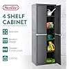 Sterilite 4 Shelf Cabinet, Heavy Duty and Easy to Assemble Plastic Storage Unit, Organize Bins in the Garage, Basement, Attic, Mudroom, Gray, 1-pack