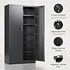 Letaya Metal Garage Storage Cabinets with Lock-72 Tall Tool Organizer Steel Lockers, 5 Adjustable Layers Shelves for Home,Office,Warehouse,Garage,(Black-72“) | with Lock, 72 Tall, Tool Organizer