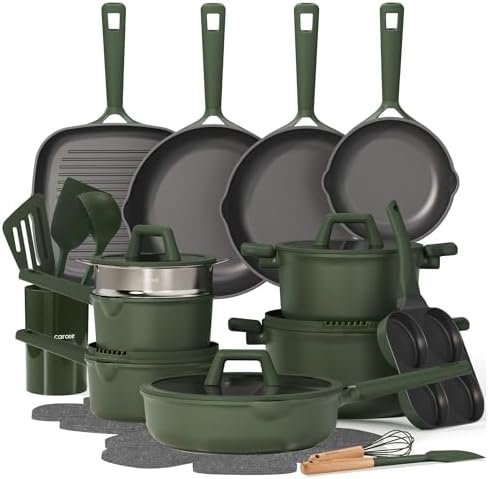 41aWHuiVOGL._AC_.jpg CAROTE 31PCS Pots and Pans Set, Nonstick Cookware Set Kitchen Non Stick Induction Titanium Cookware Non-toxic Granite Cooking set, PFOA Free