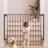 Cumbor 36″ Extra Tall Baby Gate for Dogs and Kids with Wide 2-Way Door, 29.7″- 46″ Width, and Auto Close Personal Safety for Babies and Pets, Fits Doorways, Stairs, and Entryways, Black