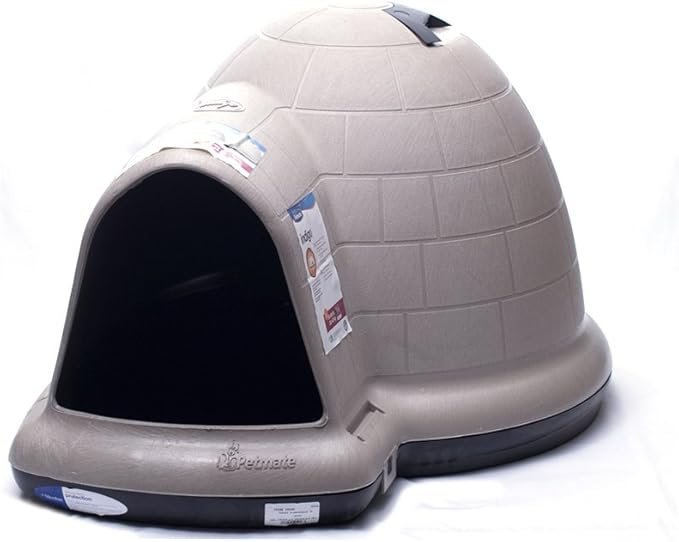 516Ck8-0utL._AC_SX679_.jpg Petmate Large Dog House Outdoor Weatherproof – Indigo Igloo Dog House, Made in USA, for Large Dogs 50 to 90 pounds, TAUPE/BLACK