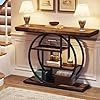 Tribesigns 41.3″ Console Table, Industrial 4-Tier Sofa Table Entryway Table with Circle Base, Narrow Wood Accent Tables with Storage Shelves for Living Room, Hallway, Foyer, Rustic Brown