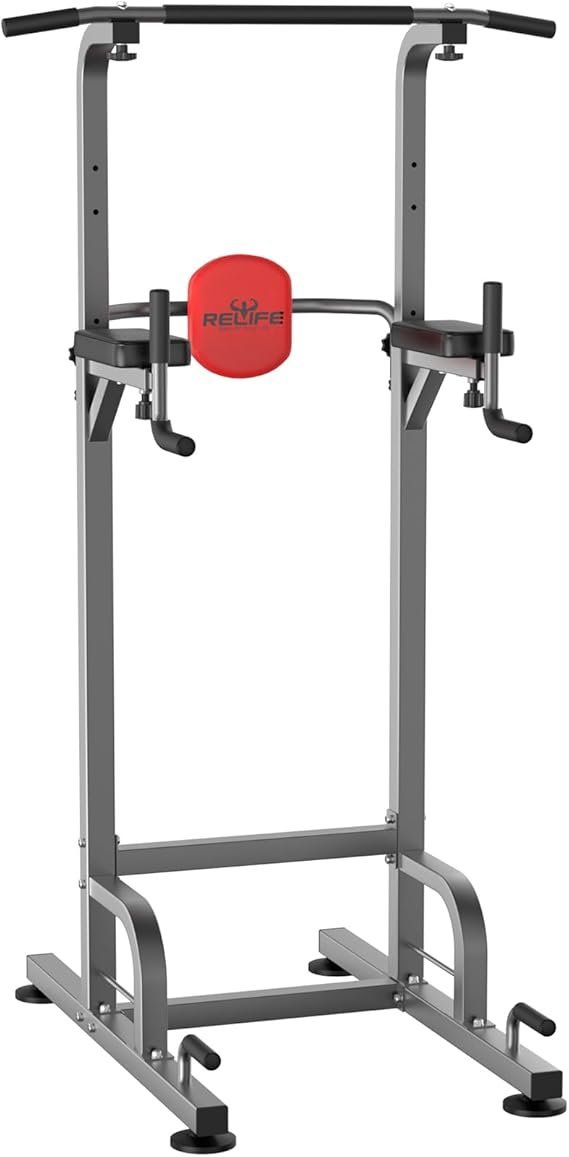 51BNXJtmh9L._AC_SX569_.jpg RELIFE REBUILD YOUR LIFE Power Tower Pull Up Bar Station Workout Dip Station for Home Gym Strength Training Fitness Equipment