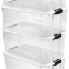 51LxxFibAJL._AC_SX569_PIbundle-4TopRight00_SH20_.jpg Sterilite 4-Pack Ultra Latching Box, Storage Bins with Lids, Clear Plastic, 116 Quart – Heavy-Duty Organizing Containers for Closet, Bathroom, and Office