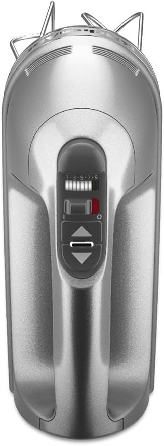 KitchenAid 9-Speed Digital Hand Mixer with Turbo Beater II Accessories and Pro Whisk – Contour Silver