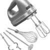 KitchenAid 9-Speed Digital Hand Mixer with Turbo Beater II Accessories and Pro Whisk – Contour Silver