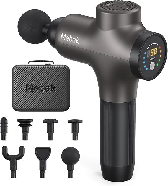 611wyVfOhQL._AC_SX569_.jpg Mebak 3 Massage Gun, Massage Gun Deep Tissue for Athletes, Professional Muscle Percussion Massager, Massager for Shoulder Leg Back Body Pain Relief, Quiet Portable Sport Tool, Gifts for Him
