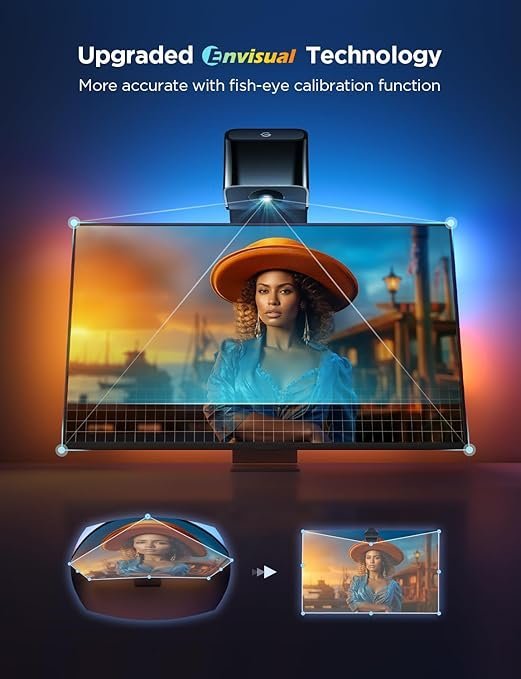 61218JjZIIL._AC_SY679_.jpg Govee TV Backlight 3 Lite with Fish-Eye Correction Function Sync to 75-85 Inch TVs, 16.4ft RGBICW Wi-Fi LED Strip Lights with Camera, 4 Colors in 1 Lamp Bead, Voice and APP Control, Adapter