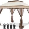 616v7-q4gRL._AC_SX679_.jpg COOS BAY 11×11 Pop Up Gazebo with Mesh Netting, Instant Outdoor Canopy Tent, Water Resistant Shelter with UPF 50+ UV Protection, 121 Sq Ft Coverage, Beige