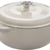 Lodge Essential Enamel Cast Iron Dutch Oven – Perfect for Bread Baking, Braising, Marinating & Slow Cooking – Features Moisture-Sealing Lid & Dual Handles – Kitchen Essentials – 6 Quarts – Oyster White