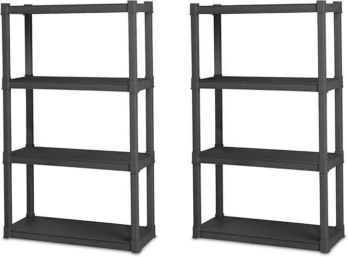 61PUGhxT30L._AC_SX679_.jpg Sterilite 2-Pack 4 Shelf Unit, Heavy-Duty Shelving Storage and Utility Rack – Standing Plastic Organizer Shelves for Kitchen, Bathroom, and Garage