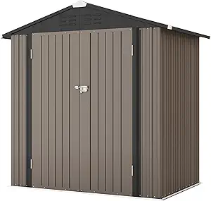 61PzBMtAGL._AC_SY300_SX300_QL70_FMwebp_.webp Patiowell 6×4 FT Outdoor Storage Shed, Garden Tool Storage Shed with Sloping Roof and Double Lockable Door, Outdoor Shed for Garden Backyard Patio Lawn, Brown