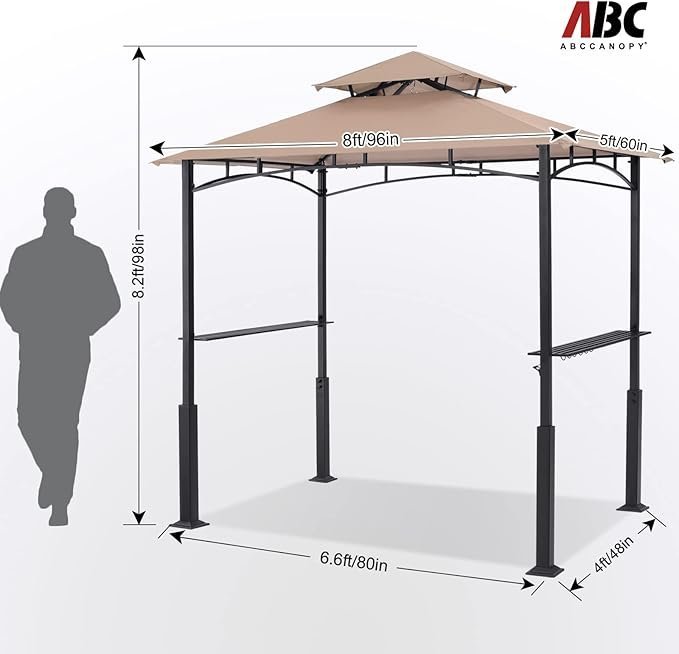 ABCCANOPY 8x5 Grill Gazebo with LED Light, Khaki