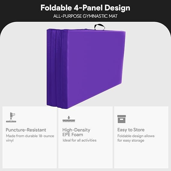 61ViqrWqe9L._AC_SX569_.jpg BalanceFrom 10×4 Feet 4-Panel Folding Gymnastics Mat – 2-Inch Thick Pad with Vinyl Surface and Carrying Handles for Tumbling, Yoga, Pilates, Home Workouts, and Martial Arts