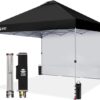 61ZDFuA1X2L._AC_SX679_.jpg CROWN SHADES 10×10 Pop Up Canopy with 1 Side Wall – Beach Tent with One Push Setup – Outdoor Sun Shade for Events, Parties, Camping – Gazebo with STO-N-Go Cover Bag (Black)