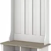 Bush Home Salinas Hall Tree with Shoe Storage Bench in Shiplap Gray and Pure White, Multi-Purpose Home Organizer, Entryway Solution with Seating and Hooks