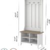 Bush Home Salinas Hall Tree with Shoe Storage Bench in Shiplap Gray and Pure White, Multi-Purpose Home Organizer, Entryway Solution with Seating and Hooks