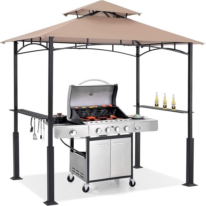 61kzMEJTkjL._AC_SX679_.jpg ABCCANOPY 8x5 Grill Gazebo with LED Light, Khaki