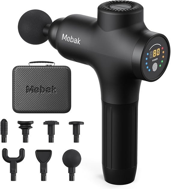 61qr8QzhoHL._AC_SX569_.jpg Mebak 3 Massage Gun, Massage Gun Deep Tissue for Athletes, Professional Muscle Percussion Massager, Massager for Shoulder Leg Back Body Pain Relief, Quiet Portable Sport Tool, Gifts for Him