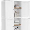 VASAGLE Floor Storage Cabinet, Shaker Cabinet with 2 Adjustable Shelves, 4 Doors, Tall Freestanding Organizer Unit, for Kitchen Bathroom Living Room, Cloud White UBBC553WH01S