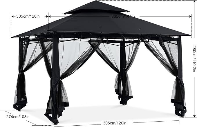 61sYqT8ngZL._AC_SX679_.jpg ABCCANOPY 10x12 Patio Gazebo with Mosquito Netting